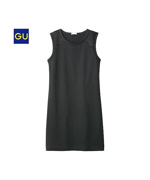 GU（ジーユー）の「（GU）スウェットワンピース（ノースリーブ）（WOMEN ⁄ ワンピース・チュニック・レディース・OFF WHITE/PINK/BLACK・S/XL/L/M）」の2枚目の写真