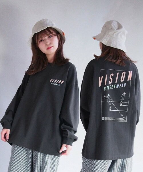 179/WG（イチナナキュウダブルジー）の「VISION スケータープリンロングスリーブTシャツ（Tシャツ/カットソー・レディース・ブラウン/ホワイト/ブラック/パープル・F）」の3枚目の写真
