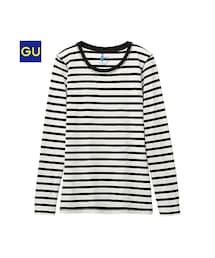 GU | （GU）ボーダークルーネックＴ（長袖）(トップス)