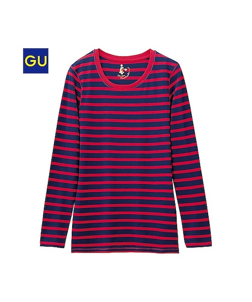 GU（ジーユー）の「（GU）ボーダークルーネックＴ（長袖）（WOMEN ⁄ カットソー（Ｔシャツ）・レディース・OFF WHITE/GREEN/DARK GRAY/NAVY・L/S/XL/M）」の4枚目の写真