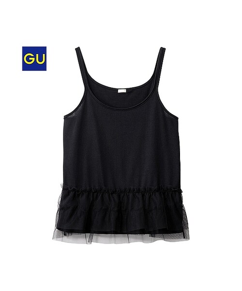 GU（ジーユー）の「（GU）チュールコンビタンクトップ（WOMEN ⁄ タンクトップ・レディース・LIGHT BLUE/OFF WHITE/BLACK・M/XL/L/S）」の3枚目の写真