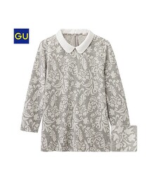 GU | （GU）ジャカードプルオーバー（７分袖）(トップス)