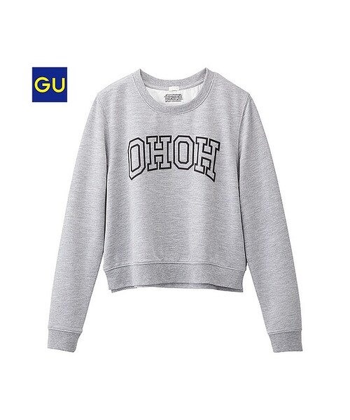 GU(ジーユー)の「(GU)クロップドロゴスウェット(長袖)(WOMEN ⁄ スウェット・レディース・BLACK/LIGHT GREEN/GRAY・M/L/XL/S)」の2枚目の写真