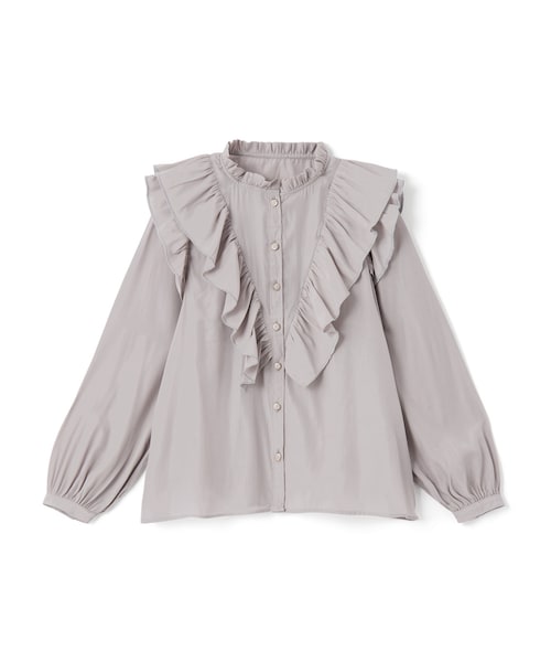GRL（グレイル）の「サテンフリルプチハイネックブラウス（シャツ/ブラウス・レディース・ブルー/ベージュ・M）」の2枚目の写真
