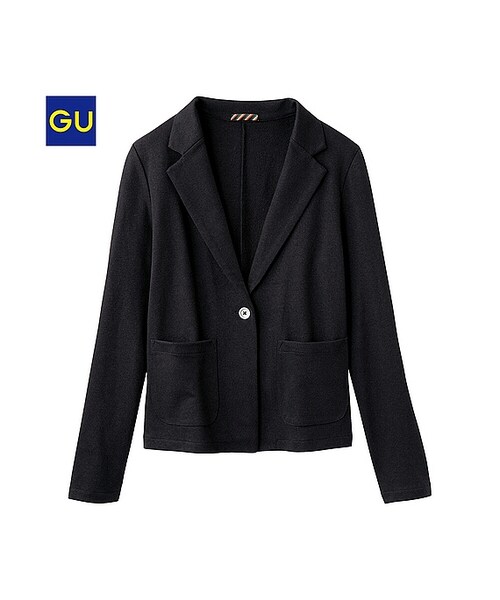 GU（ジーユー）の「（GU）カットソーテーラードジャケット（WOMEN ⁄ アウター・レディース・LIGHT GRAY/BLACK・L/S/M/XL）」の2枚目の写真