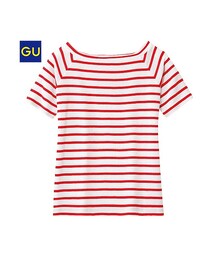 GU | （GU）ボーダーオフショルダーＴ（半袖）(トップス)