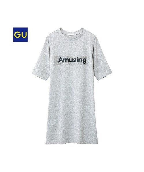 GU(ジーユー)の「(GU)スリムフィットTワンピース(5分袖)(WOMEN ⁄ ワンピース・チュニック・レディース・NAVY/RED/GRAY/BLUE・XL/L/S/M)」の2枚目の写真