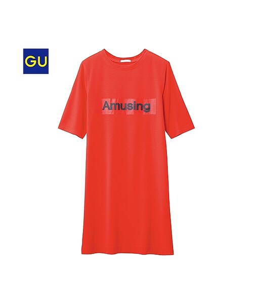 GU(ジーユー)の「(GU)スリムフィットTワンピース(5分袖)(WOMEN ⁄ ワンピース・チュニック・レディース・NAVY/RED/GRAY/BLUE・XL/L/S/M)」の4枚目の写真