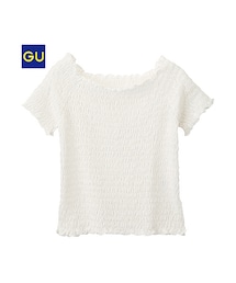 GU | （GU）シャーリングオフショルダーＴ（半袖）(トップス)