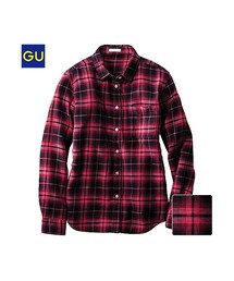 GU | （GU）ネルチェックシャツ（長袖）Ｄ(トップス)