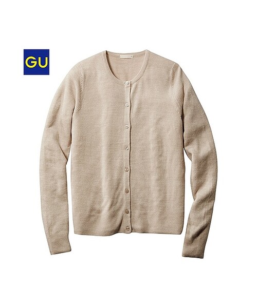 6366ゆうちゃん【美品】45R クルーネックカーディガン ウールブラウン