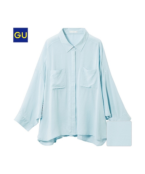 GU(ジーユー)の「(GU)ドルマンスリーブシャツ(7分袖)(WOMEN ⁄ シャツ・ブラウス・レディース・YELLOW/NAVY/BLUE/ORANGE/OFF WHITE・L/M/S/XL)」の4枚目の写真