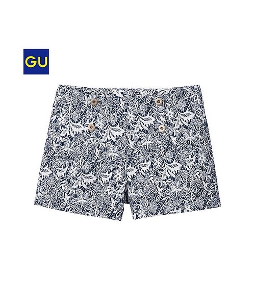 GU(ジーユー)の「(GU)ジャカードショートパンツ(WOMEN ⁄ クロップドパンツ・ショートパンツ・レディース・OFF WHITE/CREAM/NAVY・M/L/XL/S)」の3枚目の写真