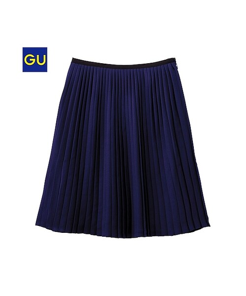 GU（ジーユー）の「（GU）ミドルプリーツスカート（WOMEN ⁄ スカート・レディース・BLACK/NAVY・M/L/S）」の2枚目の写真