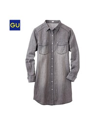 GU | （GU）デニムワンピース（ブリーチ・長袖）(ワンピース/ドレス)