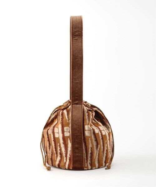 B.C STOCK（ベーセーストック）の「ステリックベロア巾着バッグ（バッグ・ブラウン/フリー/在庫あり）」の5枚目の写真