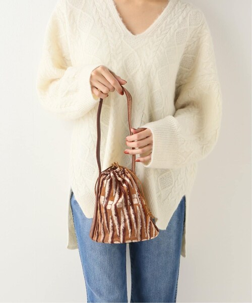 B.C STOCK（ベーセーストック）の「ステリックベロア巾着バッグ（バッグ・ブラウン/フリー/在庫あり）」の14枚目の写真