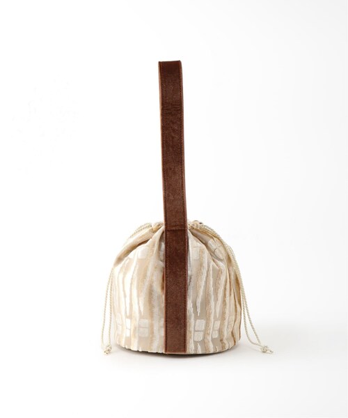 B.C STOCK（ベーセーストック）の「ステリックベロア巾着バッグ（バッグ・ブラウン/フリー/在庫あり）」の2枚目の写真