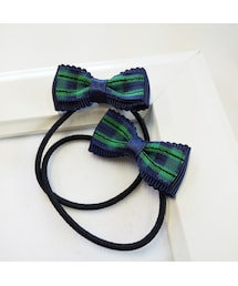 Handmade（ハンドメイド）の「シンプルミニゴム（グリーンチェック）（ヘアゴム・キッズ）」