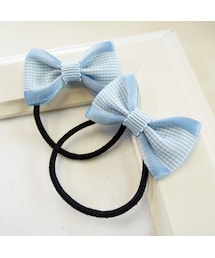 Handmade（ハンドメイド）の「シンプルミニゴム（水色チェック）（ヘアゴム・キッズ）」
