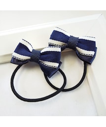 Handmade（ハンドメイド）の「シンプルミニゴム（紺シマ）（ヘアゴム・キッズ）」