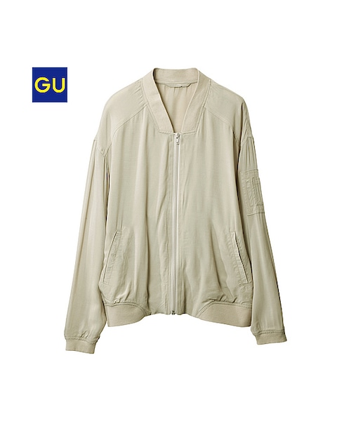 GU(ジーユー)の「(GU)ジップアップブルゾン(WOMEN ⁄ アウター・レディース・BLACK/BEIGE/OLIVE・L/M/S/XL)」の2枚目の写真