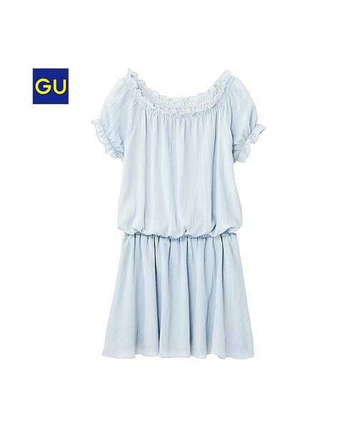 GU（ジーユー）の「（GU）オフショルダーワンピース（半袖）（WOMEN ⁄ ワンピース・チュニック・レディース・NAVY/WHITE/LIGHT BLUE・S/M/L）」の3枚目の写真