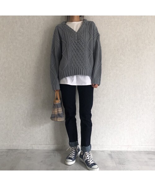 copine（コピン）の「大人可愛いニット！Vネックケーブル編みニット(3color)（ニット/セーター・レディース・その他）」の2枚目の写真