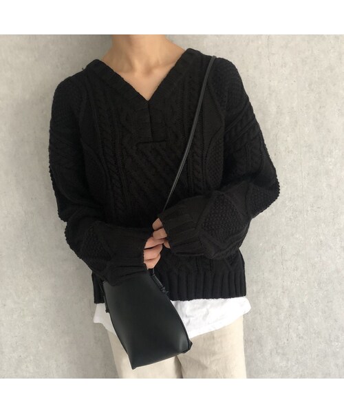 copine（コピン）の「大人可愛いニット！Vネックケーブル編みニット(3color)（ニット/セーター・レディース・その他）」の12枚目の写真