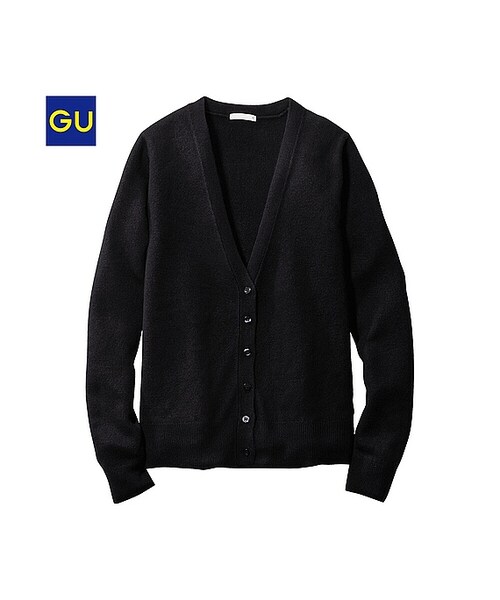 GU(ジーユー)の「(GU)カシミヤタッチVネックカーディガン(長袖)(WOMEN ⁄ パーカ・カーディガン・レディース・BLACK/GRAY/GREEN/PINK/BLUE/NATURAL・S/M/L/XL)」の1枚目の写真