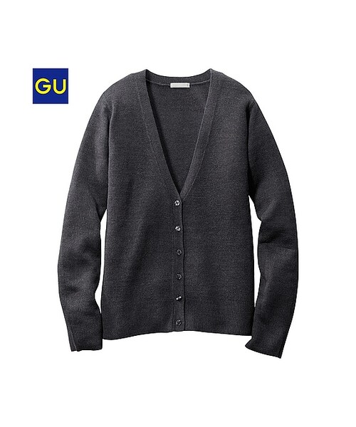 GU(ジーユー)の「(GU)カシミヤタッチVネックカーディガン(長袖)(WOMEN ⁄ パーカ・カーディガン・レディース・BLACK/GRAY/GREEN/PINK/BLUE/NATURAL・S/M/L/XL)」の2枚目の写真