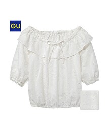 ☺︎GU 白シャツ　ブラウス 楽天市場】【中古】ジーユー GU ラッフルVネックブラウス シャツ