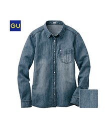 GU | （GU）デニムシャツ（ブリーチ・長袖）(トップス)