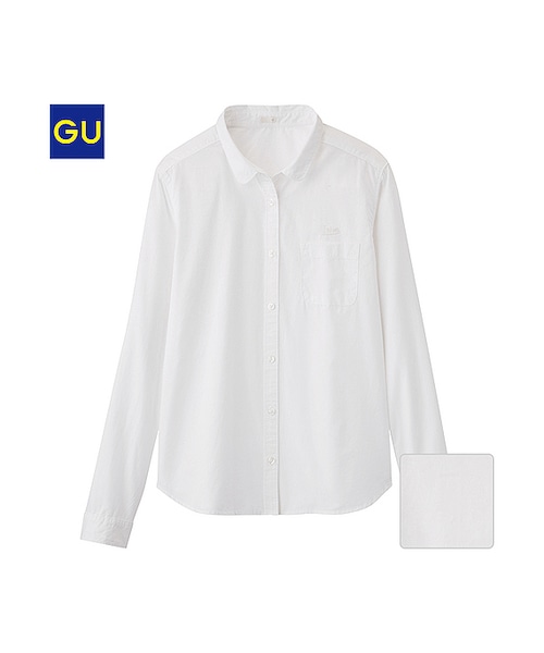 GU(ジーユー)の「(GU)クレリックシャツ(長袖)WC(WOMEN ⁄ シャツ・ブラウス・レディース・LIGHT BLUE/OFF WHITE・L/M/XL/S)」の2枚目の写真