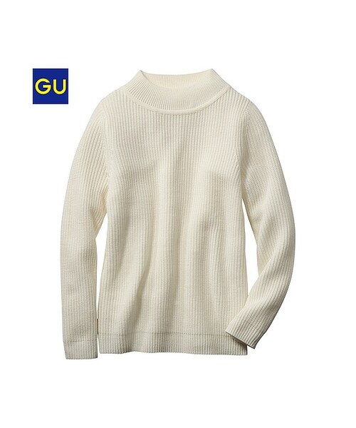 GU（ジーユー）の「（GU）ミニハイネックセーター（９分袖）（WOMEN ⁄ ニット・レディース・PINK/BLACK/OFF WHITE/LIGHT BLUE・S/L/M/XL）」の2枚目の写真