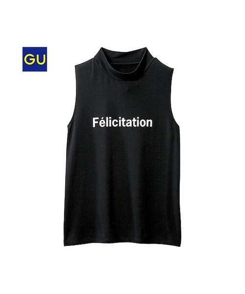 GU（ジーユー）の「（GU）ハイネックタンクトップ（ロゴ）（WOMEN ⁄ タンクトップ・レディース・OFF WHITE/BLACK/BLUE・XL/S/L/M）」の2枚目の写真