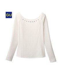 GU | （GU）ビジューオフショルダーＴ（長袖）(トップス)