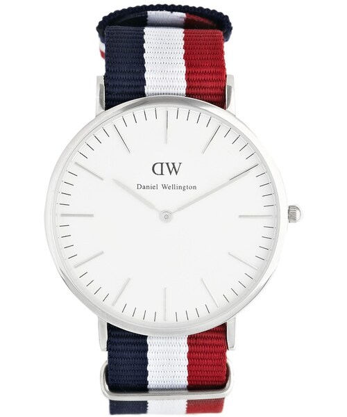 Daniel Wellington（ダニエルウェリントン）の「Daniel Wellington Cambridge Silver Canvas Strap Watch（アナログ腕時計・navywhitered）」の2枚目の写真