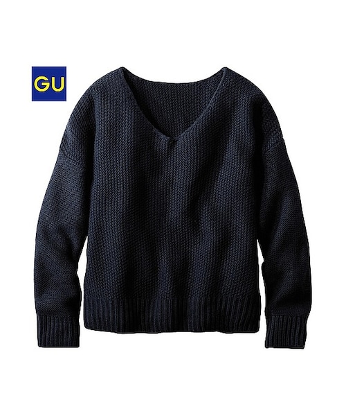 GU（ジーユー）の「（GU）カノコセーター（長袖）（WOMEN ⁄ ニット・レディース・GREEN/OFF WHITE/YELLOW/NAVY/RED/BLUE・L/S/XL/M）」の3枚目の写真