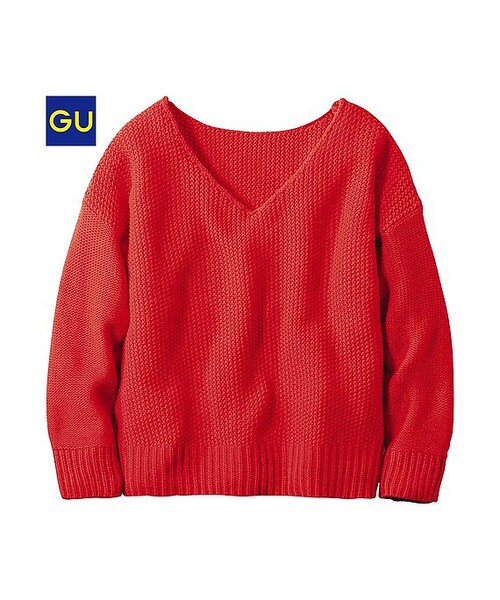 GU（ジーユー）の「（GU）カノコセーター（長袖）（WOMEN ⁄ ニット・レディース・GREEN/OFF WHITE/YELLOW/NAVY/RED/BLUE・L/S/XL/M）」の6枚目の写真