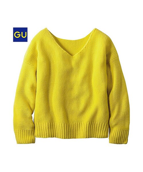 GU（ジーユー）の「（GU）カノコセーター（長袖）（WOMEN ⁄ ニット・レディース・GREEN/OFF WHITE/YELLOW/NAVY/RED/BLUE・L/S/XL/M）」の5枚目の写真