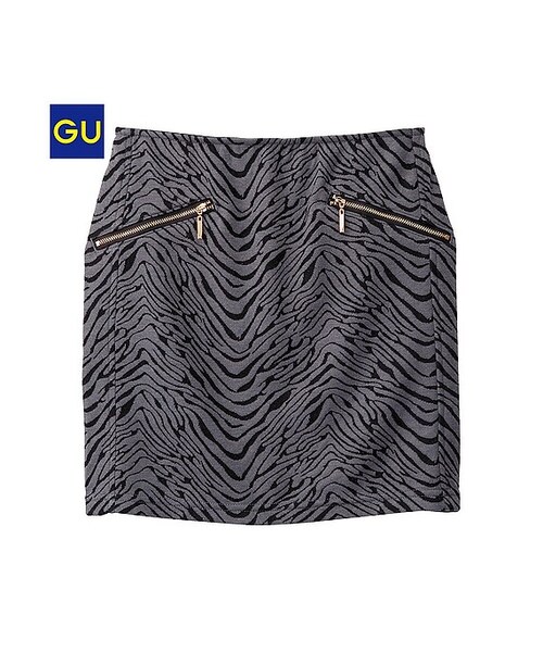 GU（ジーユー）の「（GU）タイトミニスカート（ゼブラ）（WOMEN ⁄ スカート・レディース・OFF WHITE/BLACK・L/S/M）」の2枚目の写真