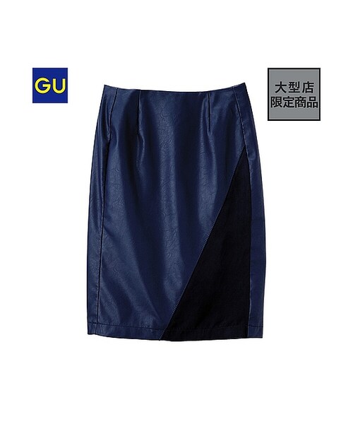 GU（ジーユー）の「（GU）フェイクレザーペンシルスカート（WOMEN ⁄ スカート・レディース・BLACK/NAVY・S/M/L）」の2枚目の写真
