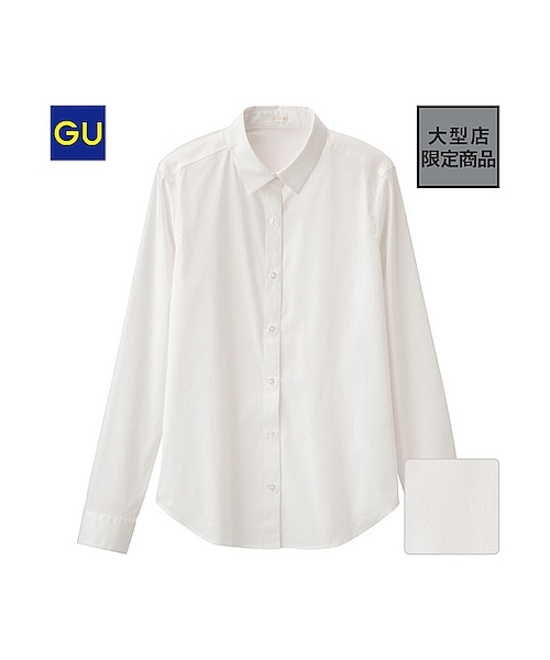 GU（ジーユー）の「（GU）ストレッチブロードシャツ（長袖）（WOMEN ⁄ シャツ・ブラウス・レディース・BLACK/OFF WHITE・S/M/L/XL）」の2枚目の写真