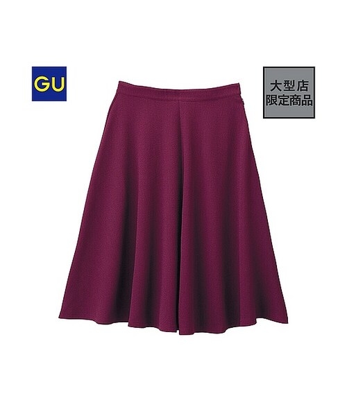 GU（ジーユー）の「（GU）ミドルフレアスカート（WOMEN ⁄ スカート・レディース・OFF WHITE/NAVY/PURPLE/BLACK・L/S/M）」の4枚目の写真