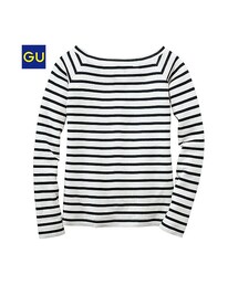 GU | （GU）オフショルダーＴ（ボーダー・長袖）(トップス)