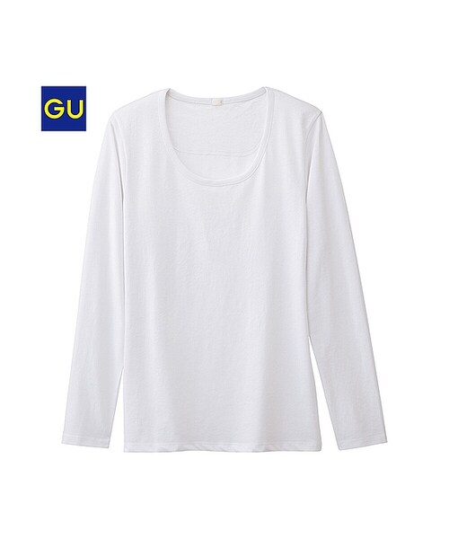 GU（ジーユー）の「（GU）ＵネックＴ（長袖）（MEN ⁄ カットソー・メンズ・WHITE/GRAY/DARK GRAY/BLACK/BLUE/PURPLE・S/M/L/XL）」の2枚目の写真