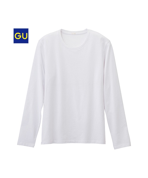 GU（ジーユー）の「（GU）クルーネックＴ（長袖）（MEN ⁄ カットソー・メンズ・WHITE/RED/BLACK/DARK BROWN/NAVY/GRAY/DARK GREEN/ORANGE・M/XL/L/S）」の2枚目の写真