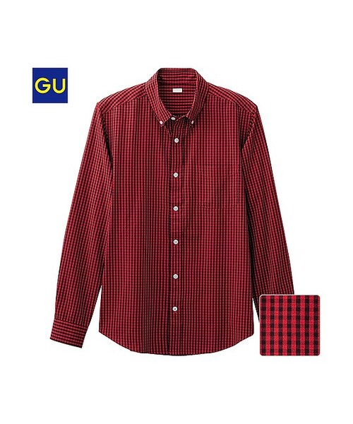 GU(ジーユー)の「(GU)ブロードチェックシャツ(長袖)A1(MEN ⁄ シャツ・メンズ・RED/WHITE/BLUE/GRAY・S/L/M/XL)」の1枚目の写真