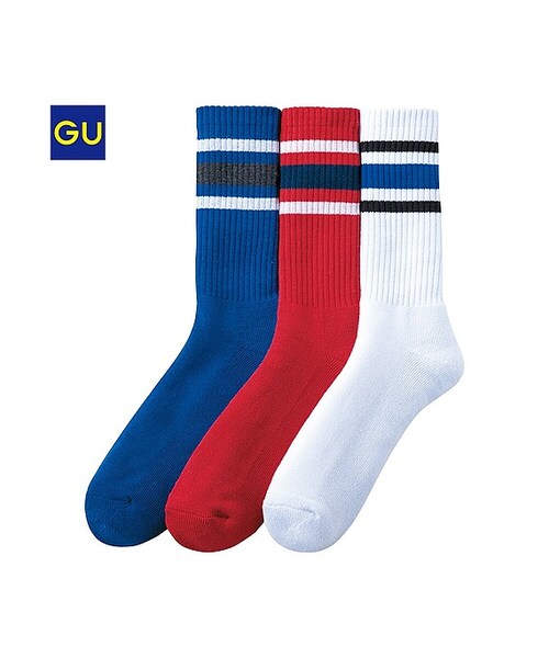 GU（ジーユー）の「（GU）リブソックス（３足組）Ａ（MEN ⁄ ソックス・レギンス・メンズ・WHITE/80/81・-）」の3枚目の写真